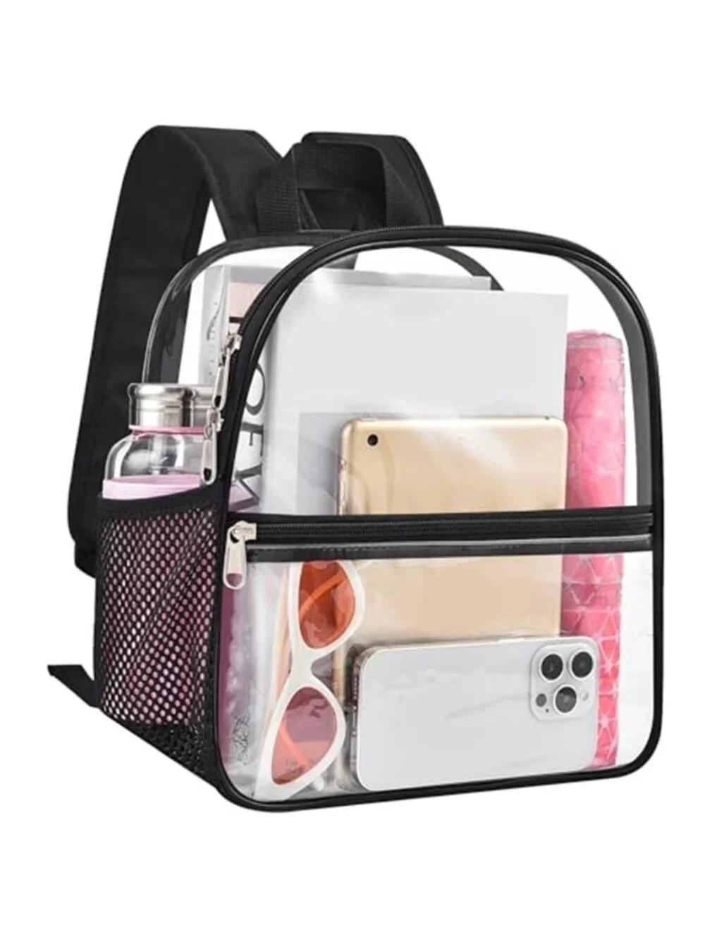 Clear Stadium Backpack 12x11x6 Transparent PVC Bag Concert Sports Events
